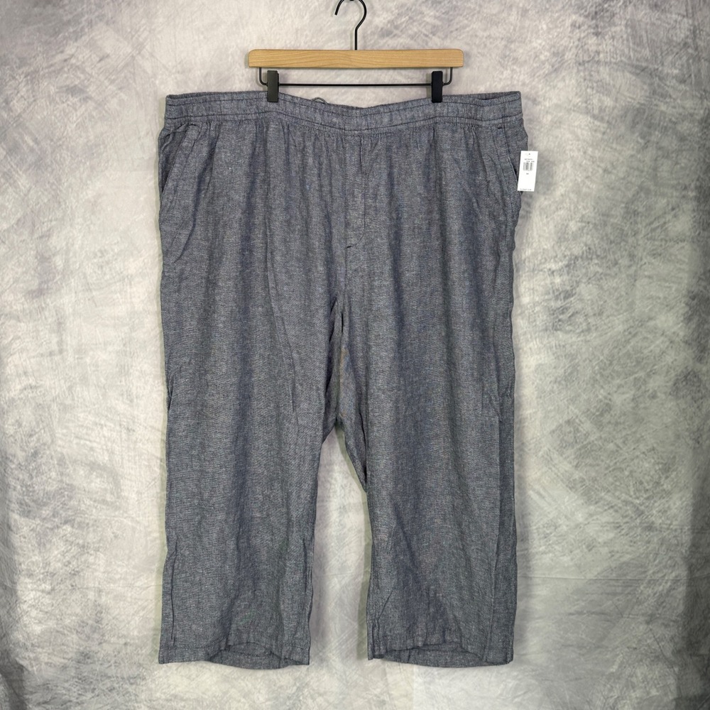 New Old Navy Womens 4X Linen Blend Crop Pants Elastic waist preppy beach Gray